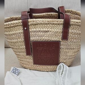 Loewe Beige and Brown Woven Tote